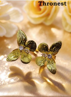 Thronest Luxury Gold Earrings for Women ，18K Gold Butterfly Earrings , Lightweight Hypoallergenic Jewelry for Daily Wear, Party & Wedding,  Gift for woman  - Image 4