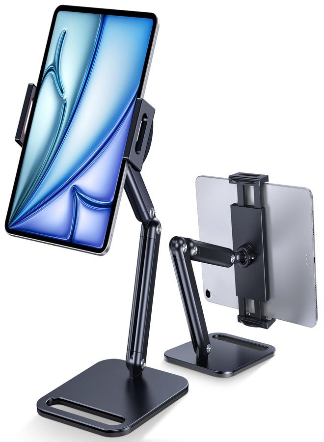 CreaDream Tablet Stand for iPad, Aluminum Tablet Holder with Heavy-Duty Base for Desk, Fully Adjustable Angle, Compatible with iPad Pro Air Mini, Galaxy Tab, Surface Pro, Kindle 4.7''-13", Black - Image 1