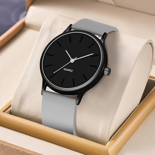 Acnos Black Colour Dial with Softest Silicone Light Grey Colors Strap Analog Wrist Watch for Men Boys - Image 5