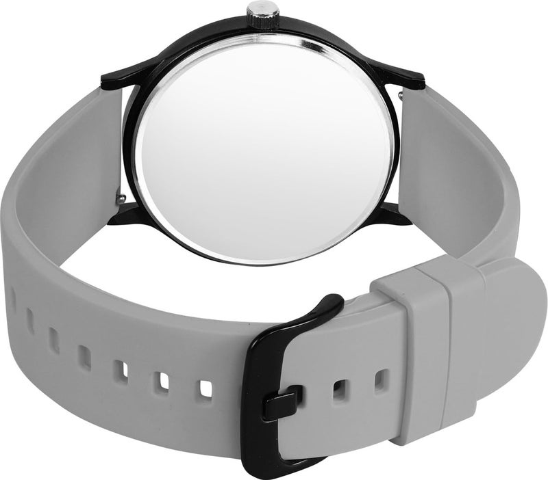 Acnos Black Colour Dial with Softest Silicone Light Grey Colors Strap Analog Wrist Watch for Men Boys - Image 2