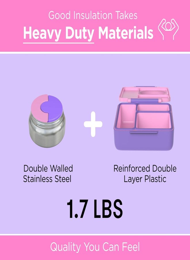 OmieBox Bento Box for Kids - Insulated Bento Lunch Box with Leak Proof Vacuum Insulated Food Jar - 3 Compartments, Two Temperature Zones (Unicorn Pink) - Image 4