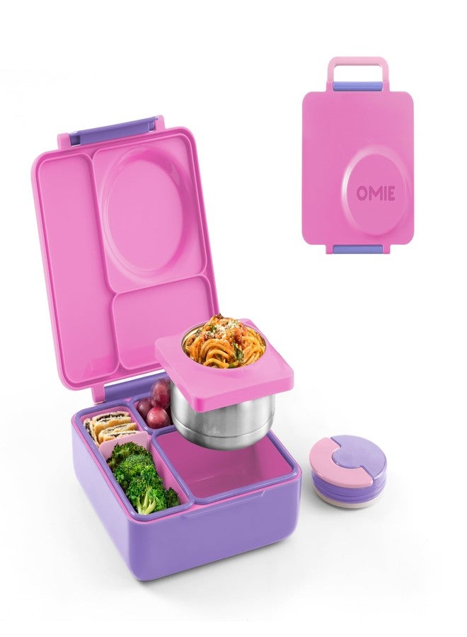OmieBox Bento Box for Kids - Insulated Bento Lunch Box with Leak Proof Vacuum Insulated Food Jar - 3 Compartments, Two Temperature Zones (Unicorn Pink) - Image 1