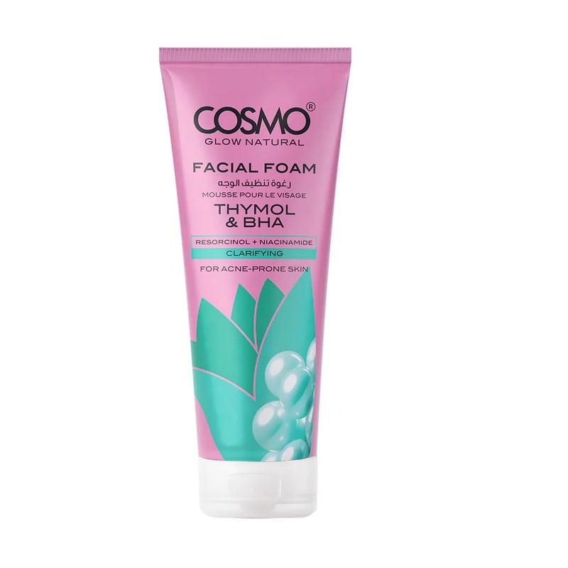 COSMO Glow Natural Thymol & BHA Facial Foam Cleanser – Acne-Fighting, Oil-Control, and Deep Exfoliating Formula for Clear, Balanced, and Refreshed Skin 100g - Image 1