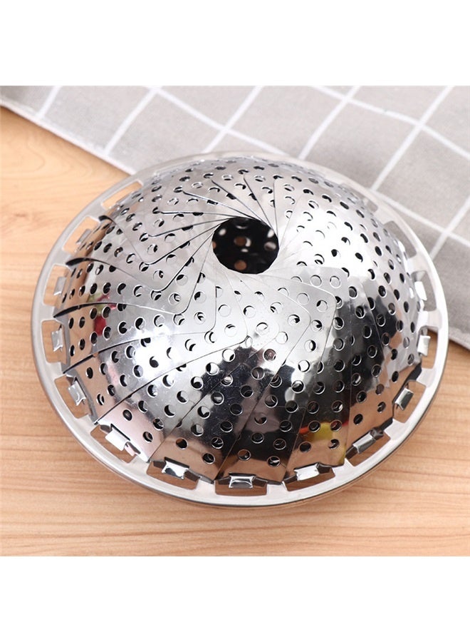 Vegetable Steamer Basket silver 26cm, Steamer Basket, Stainless Steel Vegetable Steamer Folding Steaming Basket for Veggie Fish Seafood Cooking Expandable to Fit Various Size Pot  - Image 3