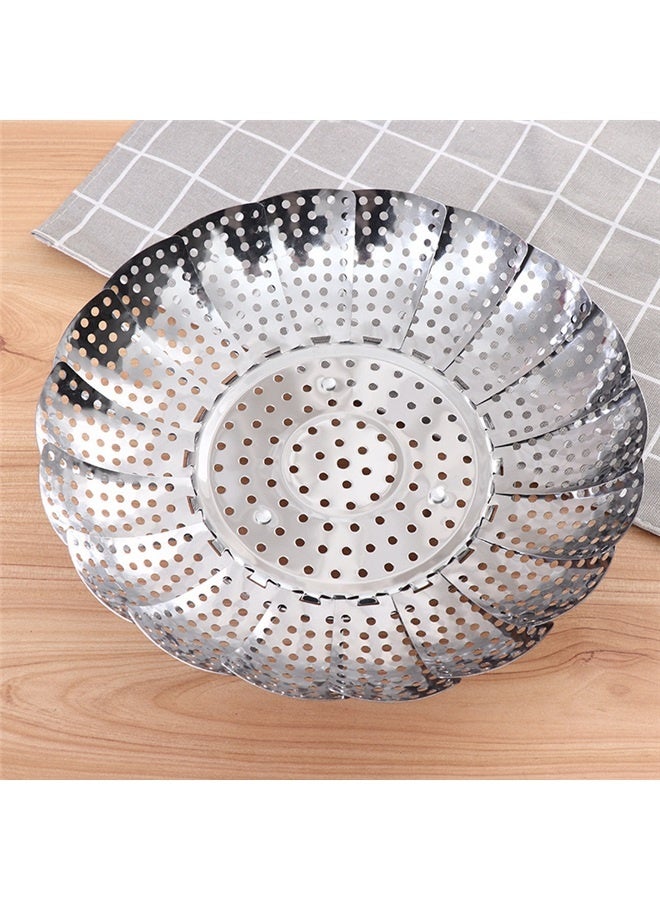 Vegetable Steamer Basket silver 26cm, Steamer Basket, Stainless Steel Vegetable Steamer Folding Steaming Basket for Veggie Fish Seafood Cooking Expandable to Fit Various Size Pot  - Image 5