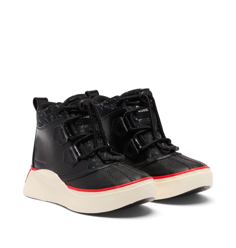 Sorel Youth Unisex Out N About IV Classic Waterproof Boot, Black/Bright Red, 5 - Image 2