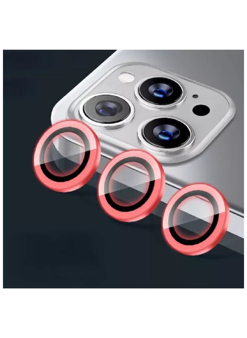 YONK Luminous Camera Lens Protector Compatible For iPhone 13 Pro Pro Max Ultra Thin Clear Tempered Glass  Metal Cover Red  - Image 1