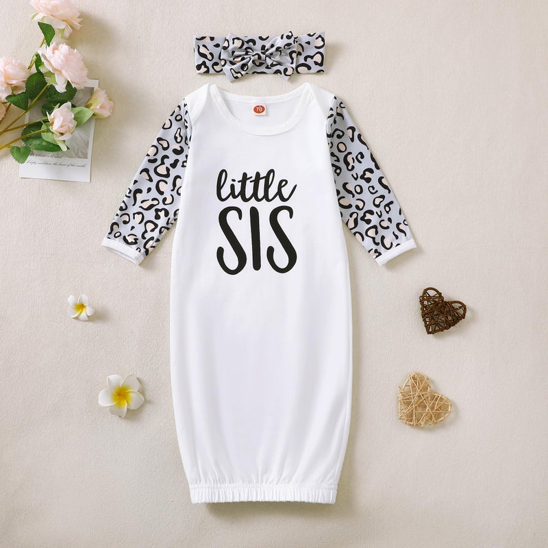AMAWMW Newborn Baby Girl Floral Sleeper Gowns Little Sister Nightgown Outfit Baby Girl Shower Gifts Stuff Essential Item - Image 5
