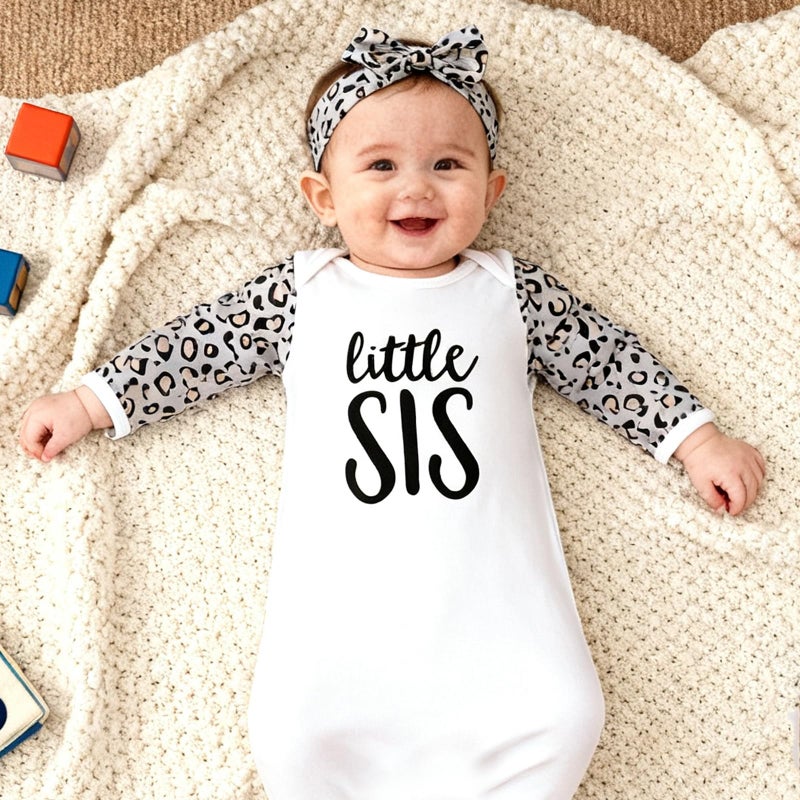 AMAWMW Newborn Baby Girl Floral Sleeper Gowns Little Sister Nightgown Outfit Baby Girl Shower Gifts Stuff Essential Item - Image 2