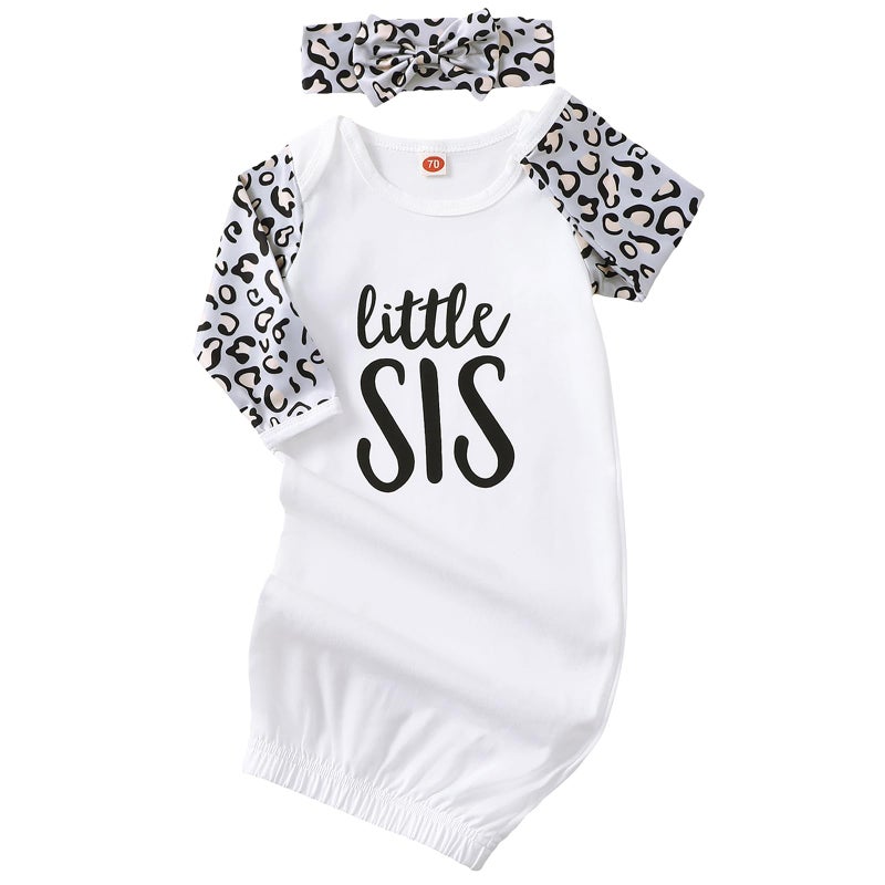 AMAWMW Newborn Baby Girl Floral Sleeper Gowns Little Sister Nightgown Outfit Baby Girl Shower Gifts Stuff Essential Item - Image 1