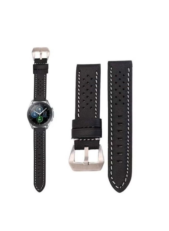 vesus Genuine Leather Replacement Band Samsung Galaxy Watch 3 Black