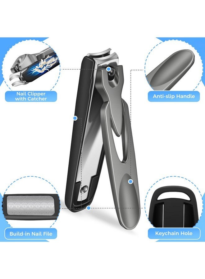 درمود مقص أظافر جديد للرجال والنساء لعام 2024 مع أداة التقاط، قطعتان كبيرتان صغيرتان مضادتان للرذاذ، مقص أظافر ذاتي التجميع، مقص أظافر حاد من الفولاذ المقاوم للصدأ شديد التحمل لا يسبب الفوضى مع أداة التقاط للتخزين - Image 4