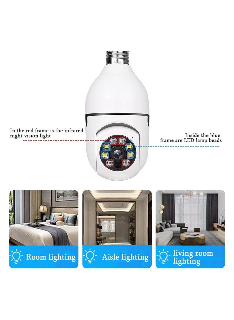ELTRAZONE WiFi Panorama Camera  Wireless Outdoor CCTV Monitor – 1080P 2MP WiFi Smart Camera with Night Vision, Motion Detection, 2-Way Talk, Easy Installation, APP Remote Monitor, Smart Home Security Light Bulb Camera - Image 3