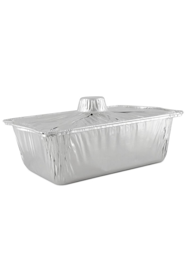 وعاء ألومنيوم للاستخدام مرة واحدة لتخزين الطعام على شكل مستطيل مع غطاء 33 × 21 سم - Image 1