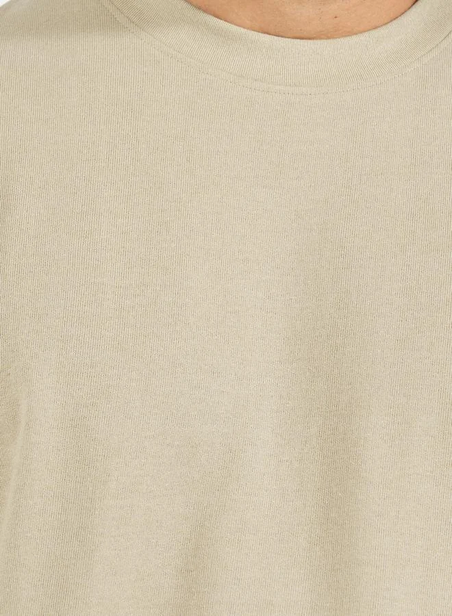 Styli Boxy Fit Terry T-Shirt with Turn-Up Sleeve