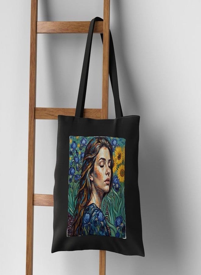 PrintingZone Women's Van Gogh Printed Tote Bag for Women | Zipper & Pouch | Stylish Eco-Friendly Cotton Handbags, Canvas Tote Bags for College(BTB-117)(BTB-117) - Image 4