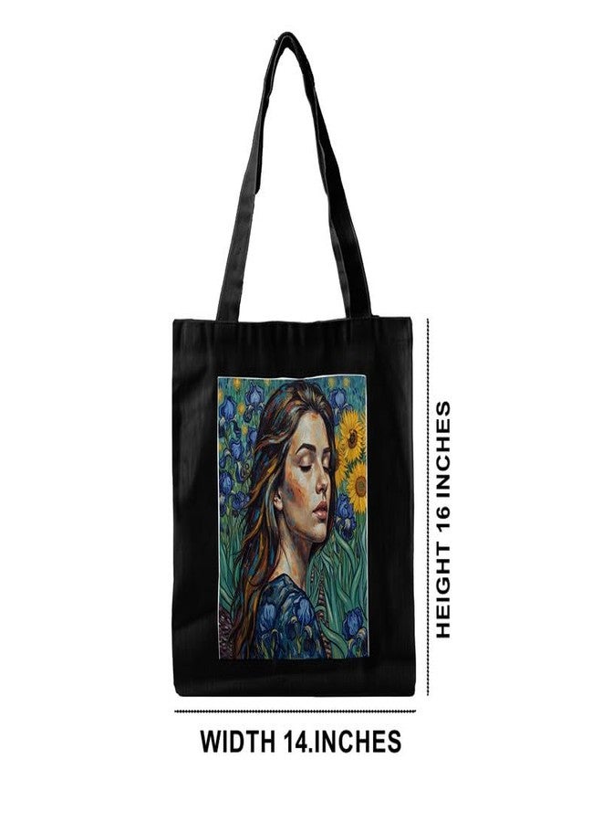 PrintingZone Women's Van Gogh Printed Tote Bag for Women | Zipper & Pouch | Stylish Eco-Friendly Cotton Handbags, Canvas Tote Bags for College(BTB-117)(BTB-117) - Image 5