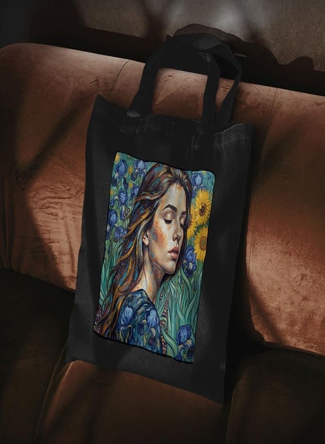 PrintingZone Women's Van Gogh Printed Tote Bag for Women | Zipper & Pouch | Stylish Eco-Friendly Cotton Handbags, Canvas Tote Bags for College(BTB-117)(BTB-117) - Image 3