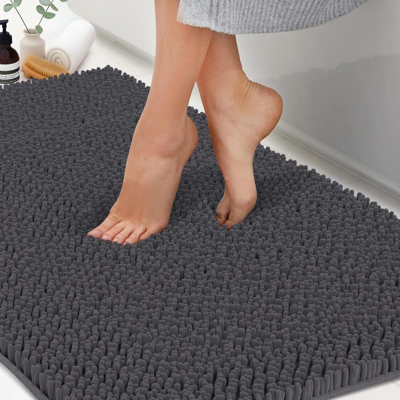 ITSOFT Chenille Bath Mats, Plush Absorbent Bath Mats Quick Dry, Soft & Machine Washable, Non Slip Carpet For Bathroom, Thick Bathroom Rugs, Shower Restroom Rug Mat, Alfombras De BaÃ±o, Bathrugs Matts, 59"x21" - Image 1