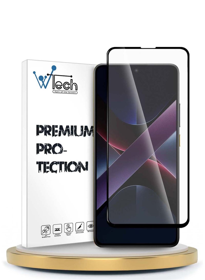 دبليو تيك شاومي بوكو X7 Pro 5G 2025 Premium E2E Series بغطاء كامل الغراء واقي شاشة من الزجاج المقسى (MSGECN) - شفاف / أسود - Image 1