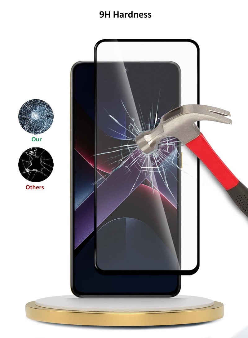 دبليو تيك شاومي بوكو X7 Pro 5G 2025 Premium E2E Series بغطاء كامل الغراء واقي شاشة من الزجاج المقسى (MSGECN) - شفاف / أسود - Image 3