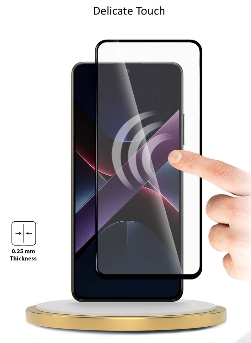 دبليو تيك شاومي بوكو X7 Pro 5G 2025 Premium E2E Series بغطاء كامل الغراء واقي شاشة من الزجاج المقسى (MSGECN) - شفاف / أسود - Image 4