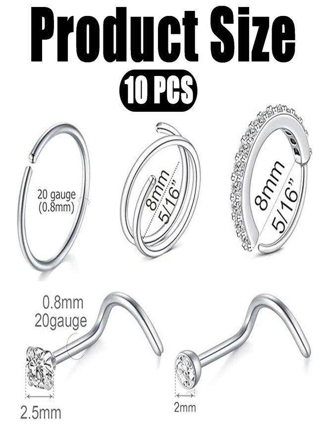 RupeeRise 10 PCS Fake Nose Ring, L-Shape Fashion Set, Nose Ring with Piercing,Nose Pins for women,Multi-Functional Jewelry for Special Occasions - Image 2