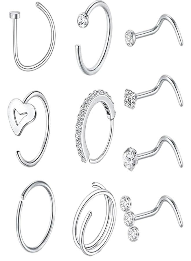 RupeeRise 10 PCS Fake Nose Ring, L-Shape Fashion Set, Nose Ring with Piercing,Nose Pins for women,Multi-Functional Jewelry for Special Occasions - Image 1