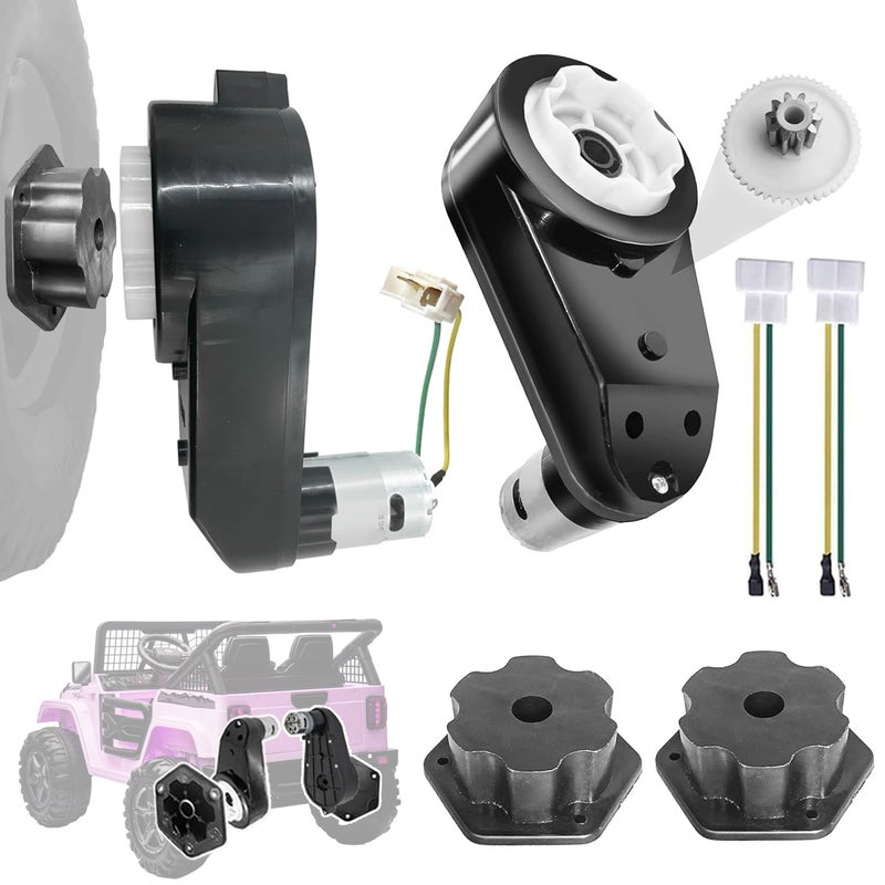POLYNX 2PCS 12 Volt RS550 40000 RPM High-Speed Motor Gearbox for Power Wheels Motor Upgrade,Pair of 12V Motors Engine for Ride-On Replacement Parts,2 Free Coupler (Blck Coupler) - Image 1
