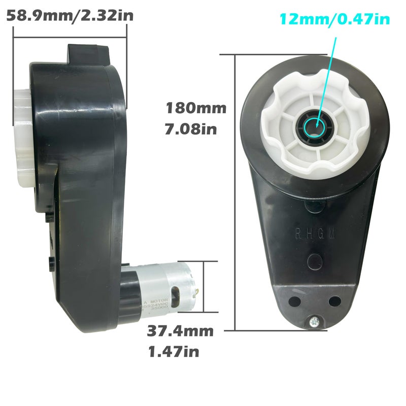 POLYNX 2PCS 12 Volt RS550 40000 RPM High-Speed Motor Gearbox for Power Wheels Motor Upgrade,Pair of 12V Motors Engine for Ride-On Replacement Parts,2 Free Coupler (Blck Coupler) - Image 5