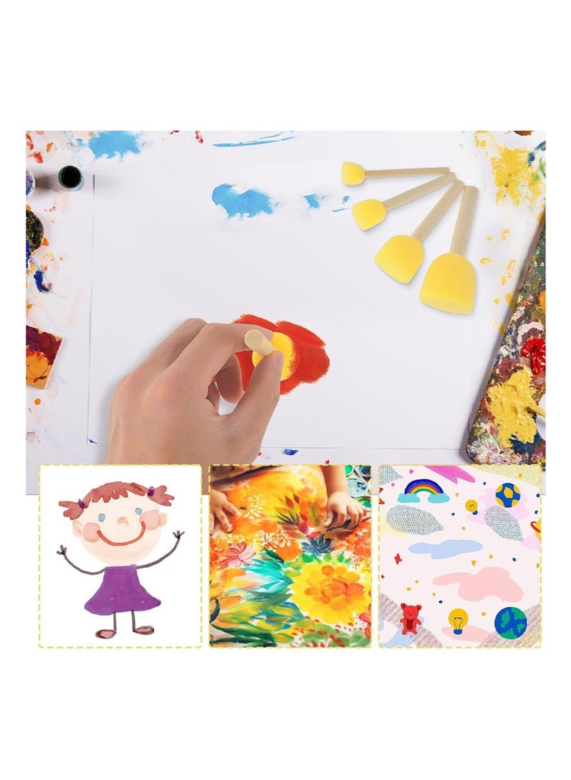 28 Pieces of Wooden-Handled Circular Sponge Brushes, Sponge Brushes for Painting Furniture and Craft art, Manual Painting Tools, a set of 4 Sizes of Liquor Painting Tools. - Image 2