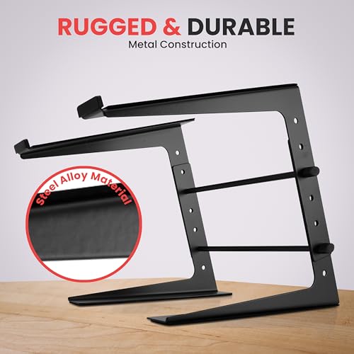 Pyle Portable Adjustable Laptop Stand - 6.3 to 10.9 Inch Anti-Slip Standing Table Monitor or Computer Desk Workstation Riser with Level Height Alignment for DJ, PC, Gaming, Home or Office - Image 4