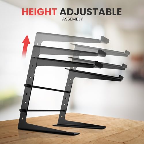Pyle Portable Adjustable Laptop Stand - 6.3 to 10.9 Inch Anti-Slip Standing Table Monitor or Computer Desk Workstation Riser with Level Height Alignment for DJ, PC, Gaming, Home or Office - Image 3