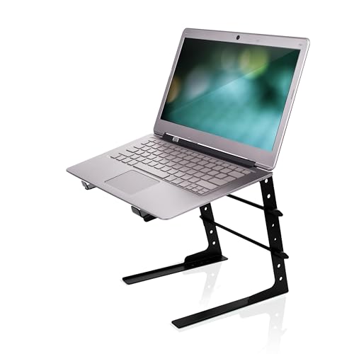 Pyle Portable Adjustable Laptop Stand - 6.3 to 10.9 Inch Anti-Slip Standing Table Monitor or Computer Desk Workstation Riser with Level Height Alignment for DJ, PC, Gaming, Home or Office - Image 1