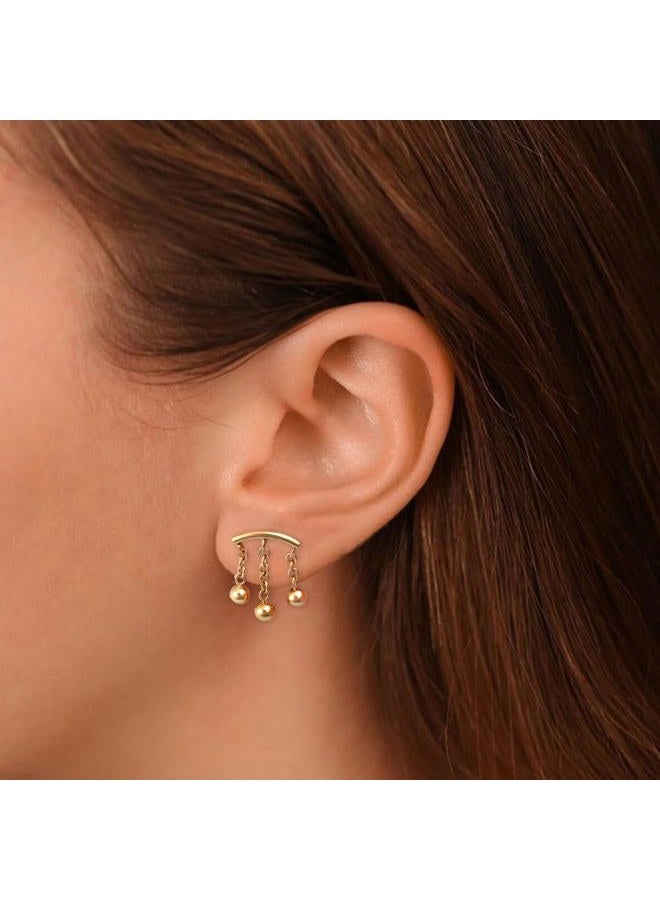 Niaspi 2Pcs 16G Chains Dangle Stainless Steel Lip Rings Cartilage Stud Earrings Dangling Tassel Conch Helix Tragus Studs Earrings Medusa Piercing Jewelry for Women (Silver) - Image 3