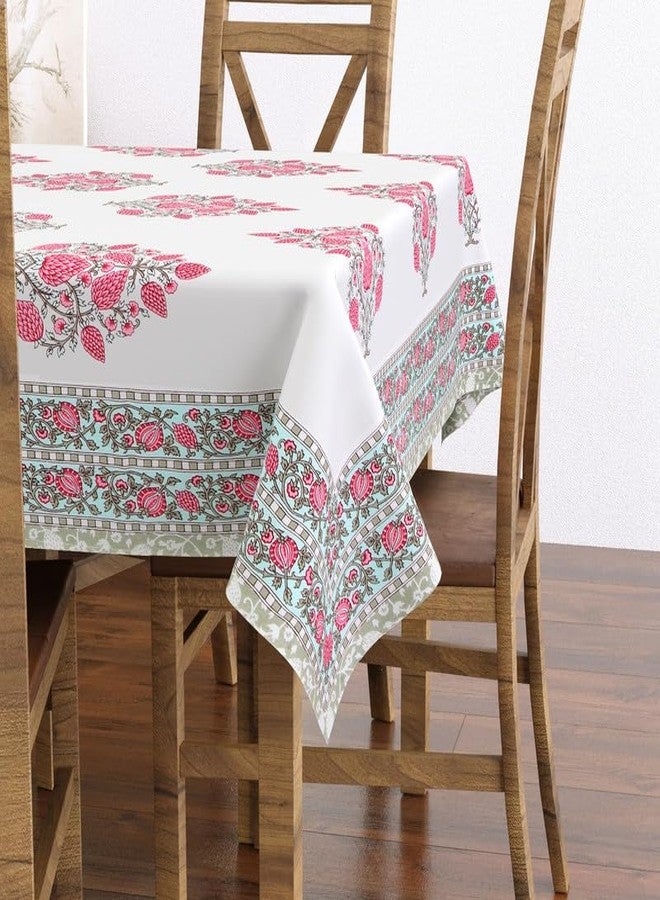 Texstylers Pure Cotton 6 Seater Dining Table Cloth - Rectangular Shape | 60x90 Inches | Washable & Durable Table Cover for Daily Use | Ideal for Home & Dining Dcor, Pink Strawberry - Image 1