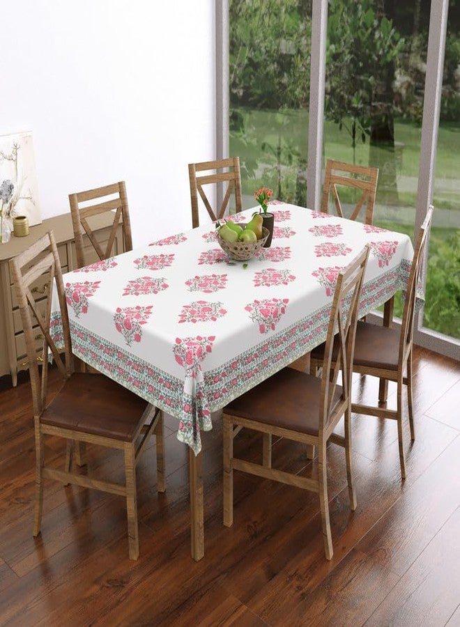 Texstylers Pure Cotton 6 Seater Dining Table Cloth - Rectangular Shape | 60x90 Inches | Washable & Durable Table Cover for Daily Use | Ideal for Home & Dining Dcor, Pink Strawberry - Image 2