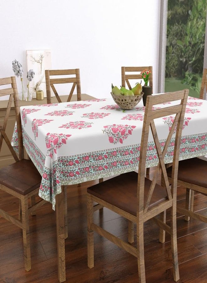 Texstylers Pure Cotton 6 Seater Dining Table Cloth - Rectangular Shape | 60x90 Inches | Washable & Durable Table Cover for Daily Use | Ideal for Home & Dining Dcor, Pink Strawberry - Image 3