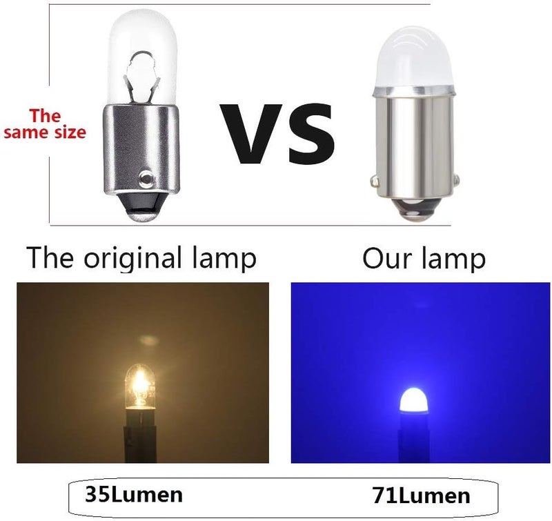 Yoper BA9S 53 57 1895 64111 LED Light Bulb for Car 12V Deep Blue - Pack of 10 - Image 4