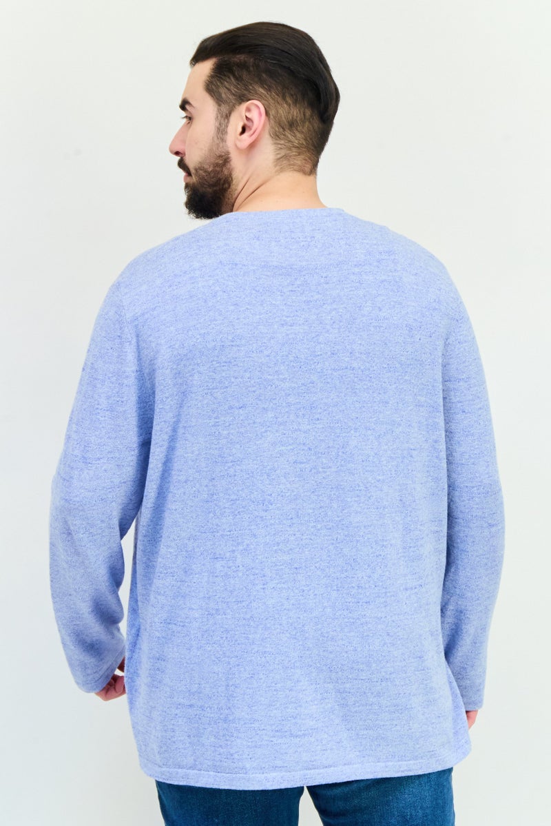 Celio Men Crew Neck Long Sleeves Heather T-shirt, Light Blue - Image 4