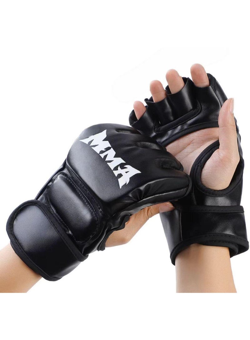 قفازات ملاكمة للرجال والنساء، قفازات تدريب مفتوحة الكف وبلا أصابع للكيك بوكسينغ ومواي تاي والتصارع والتدريب على الكيس - Image 1