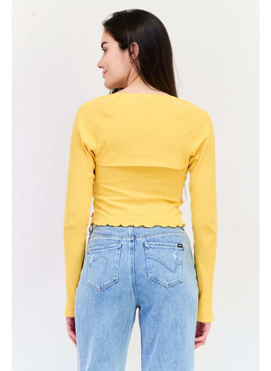 Levi's Women 2 Piece Open Front Blouse and Tube Set, Amber Yellow  - Image 2