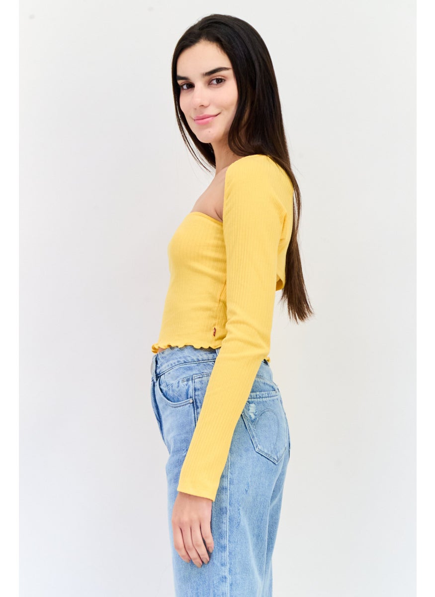 Levi's Women 2 Piece Open Front Blouse and Tube Set, Amber Yellow  - Image 4