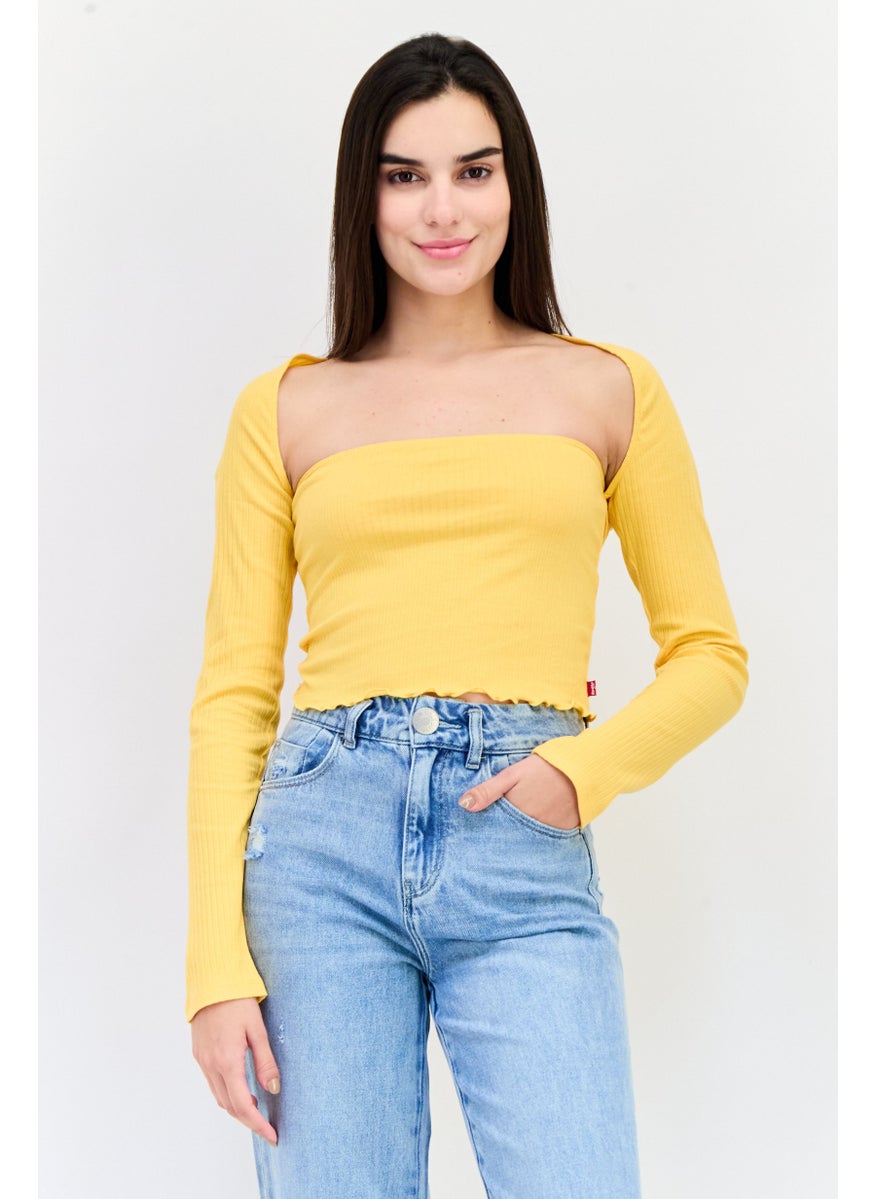 Levi's Women 2 Piece Open Front Blouse and Tube Set, Amber Yellow  - Image 1