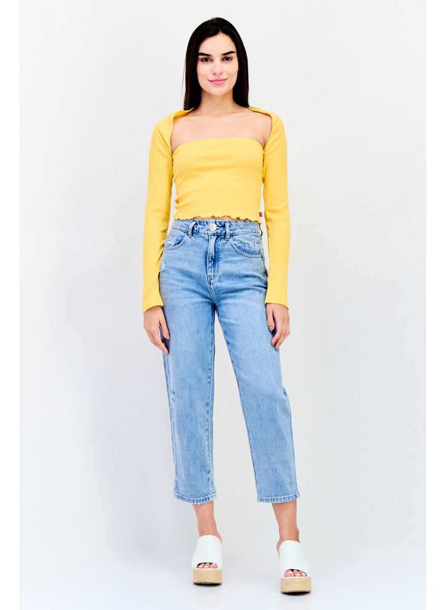 Levi's Women 2 Piece Open Front Blouse and Tube Set, Amber Yellow  - Image 3