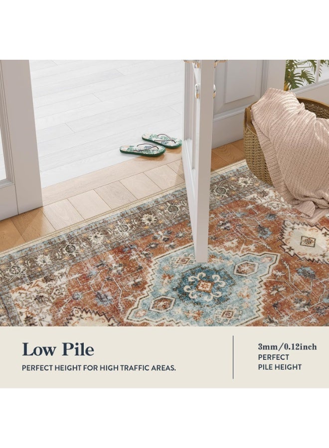 Retro Persian style living room coffee table bedroom carpet - anti slip, stain resistant, easy to clean, washable, soft and comfortable area carpet - Image 3