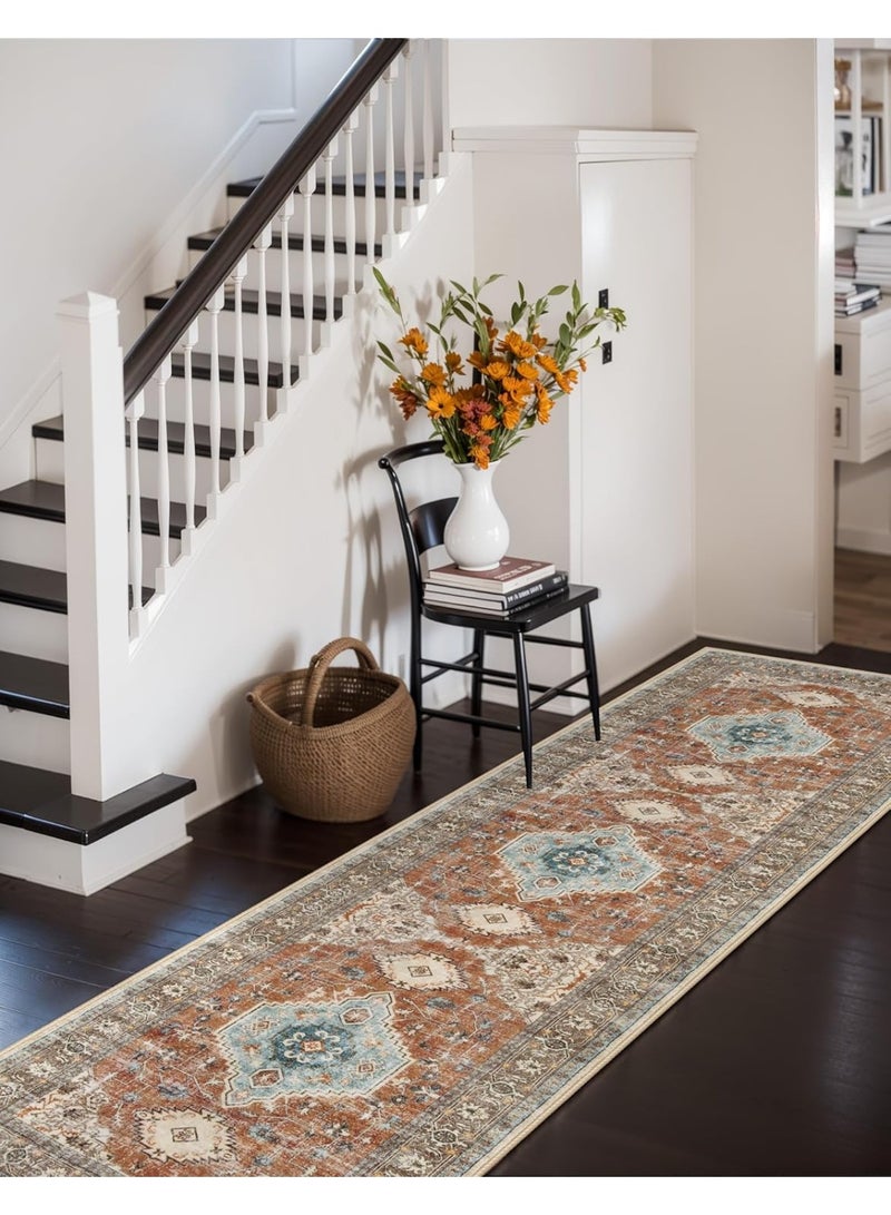 Retro Persian style living room coffee table bedroom carpet - anti slip, stain resistant, easy to clean, washable, soft and comfortable area carpet - Image 4