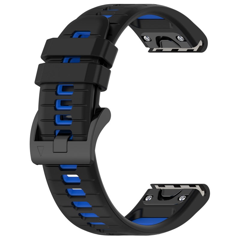 S-TOP For Garmin Forerunner 935 Sports Two-Color 22mm Silicone Watch Band(Black+Blue) - Image 2