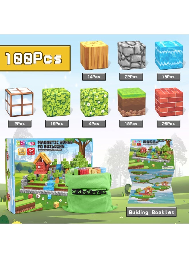 general 100PCS Magnetic Blocks, 1 inch Building Blocks for Kids, SETM Sensory Toys for Toddlers, Building Blocks Cubes, Birthday Gift for Boys and Girls Aged 3-12 Creative Construction Toys - Image 2