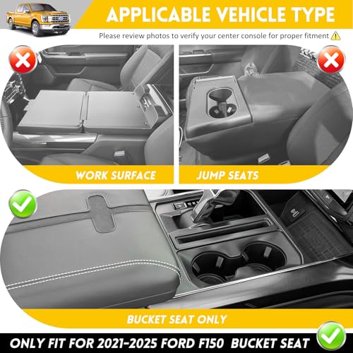 JTYZSM حامل أكواب JTYZSM لسيارة فورد F150 من 2021-2025 إدخال حامل أكواب سيليكوني بطانة حامل أكواب لسيارة F-150 2021 2022 2023 2024 2025 ملحقات داخلية للسيارة باللون الأسود (مقعد دلو فقط) - Image 2